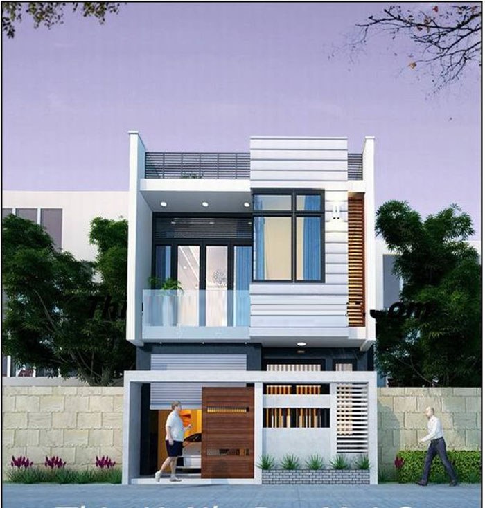 Thiết kế nhà phố 2 tầng hiện đại mặt tiền 7m ở Biên Hòa M306