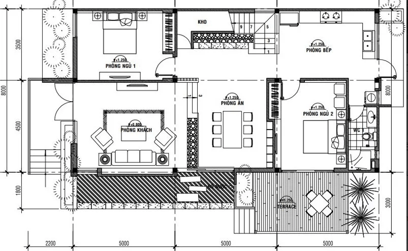 Bản thiết kế nhà lô phố (nhà ống) tân cổ điển 2 tầng tại Ninh Bình