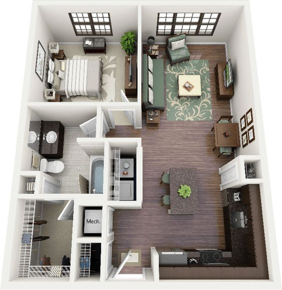 Thiết kế chung cư 60m2 2 phòng ngủ tại Vin Smart City NDNTCC48
