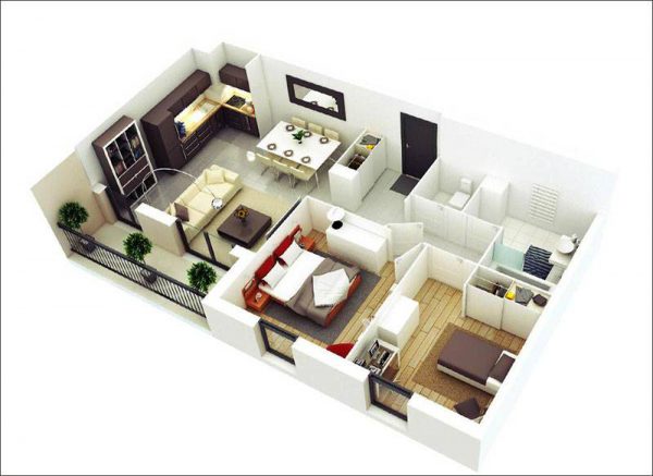 Thiết kế thi công nội thất căn hộ 56m2 2PN chung cư Skyline Q7  FD5718