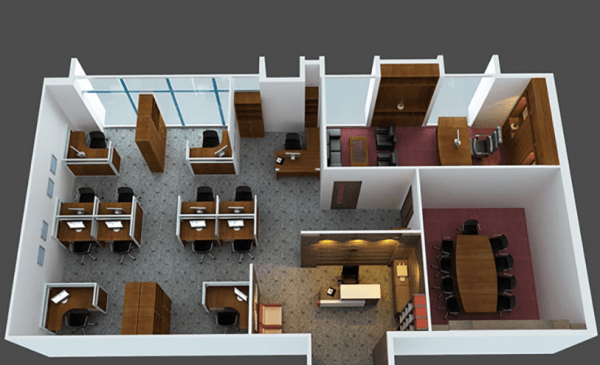 Thiết kế nội thất văn phòng 100m2 đẹp +30 Mẫu & Báo giá 2022