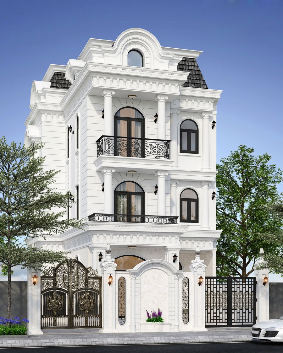 Thiết kế nhà phố 3 tầng 90m2 tân cổ điển tại Quảng Ninh – ACHI 63023
