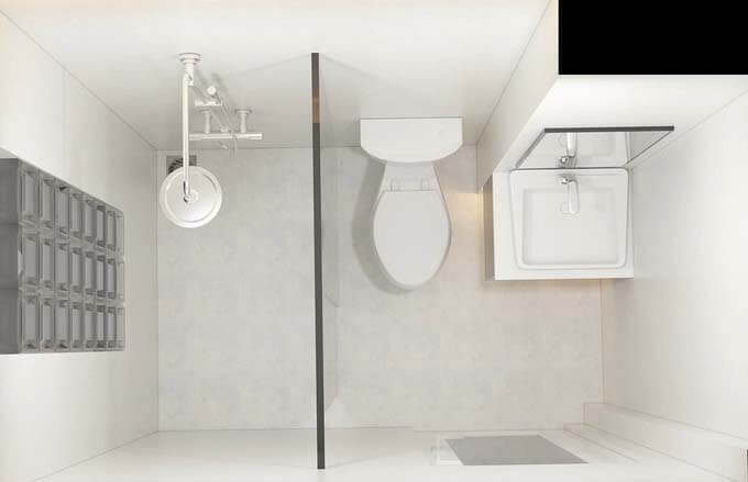 Nhà vệ sinh thiết kế đơn giản và rộng thoáng