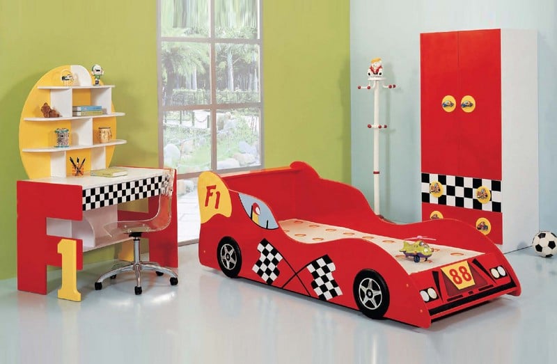 Thiết kế phòng ngủ cho bé trai màu đỏ    
