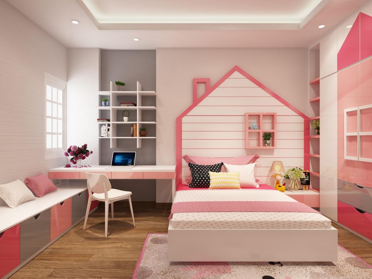 Đẹp mê ly với cách trang trí phòng ngủ cho bé màu hồng