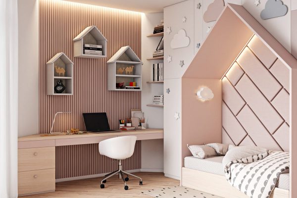 Thiết kế nội thất phòng ngủ trẻ con căn hộ hiện đại