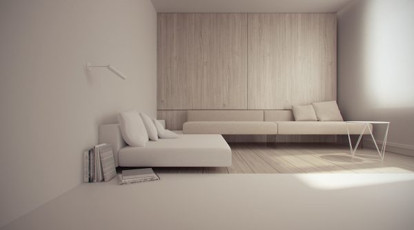thiết kế nội thất phòng khách tối giản