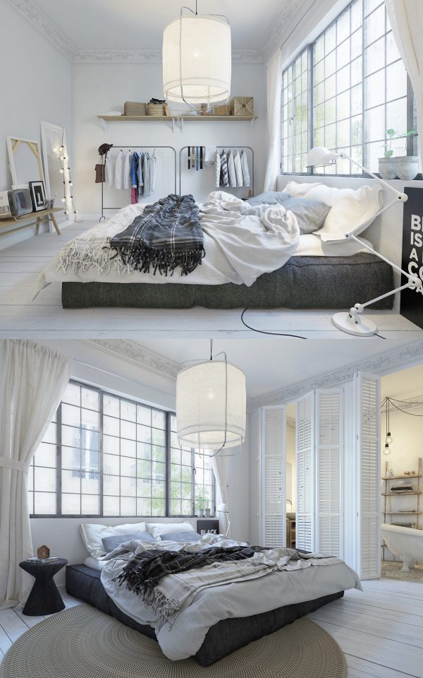 Thiết kế nội thất phòng ngủ phong cách Scandinavian đơn giản