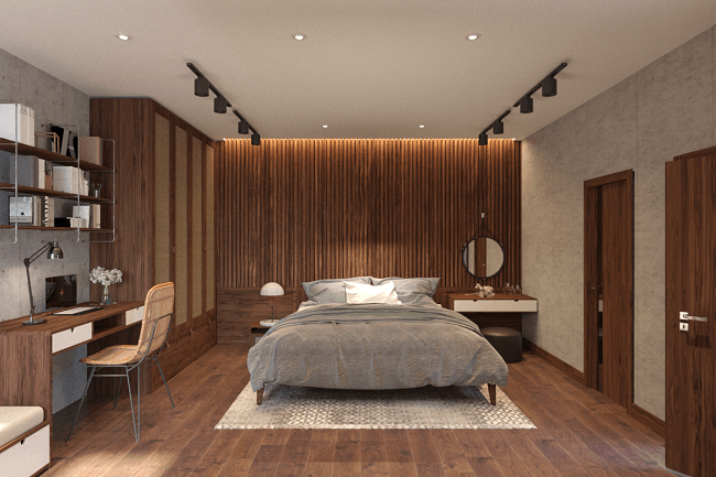 Thiết kế nội thất phòng ngủ phong cách Rustic