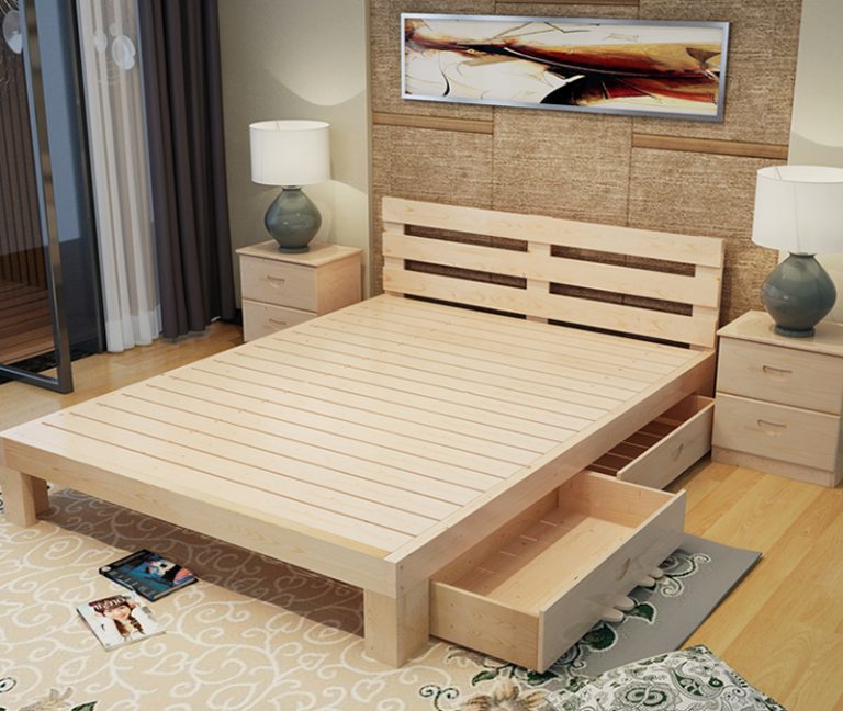 Giường ngủ gỗ thông đẹp