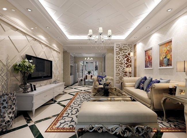 Kiến trúc sư thiết kế nội thất dựa trên tinh thần Tân cổ điển làm toát lên vẻ sang trọng và quý phái cho căn phòng khách