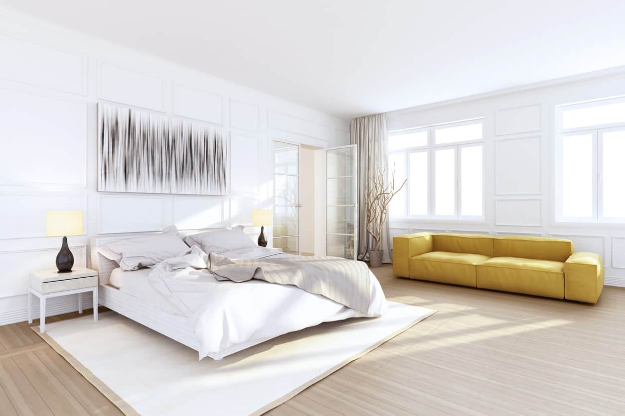 Phòng ngủ Master được thiết kế đa số dựa vào các gam màu sáng cho không gian nghỉ ngơi thoáng đãng và rất hiện đại.