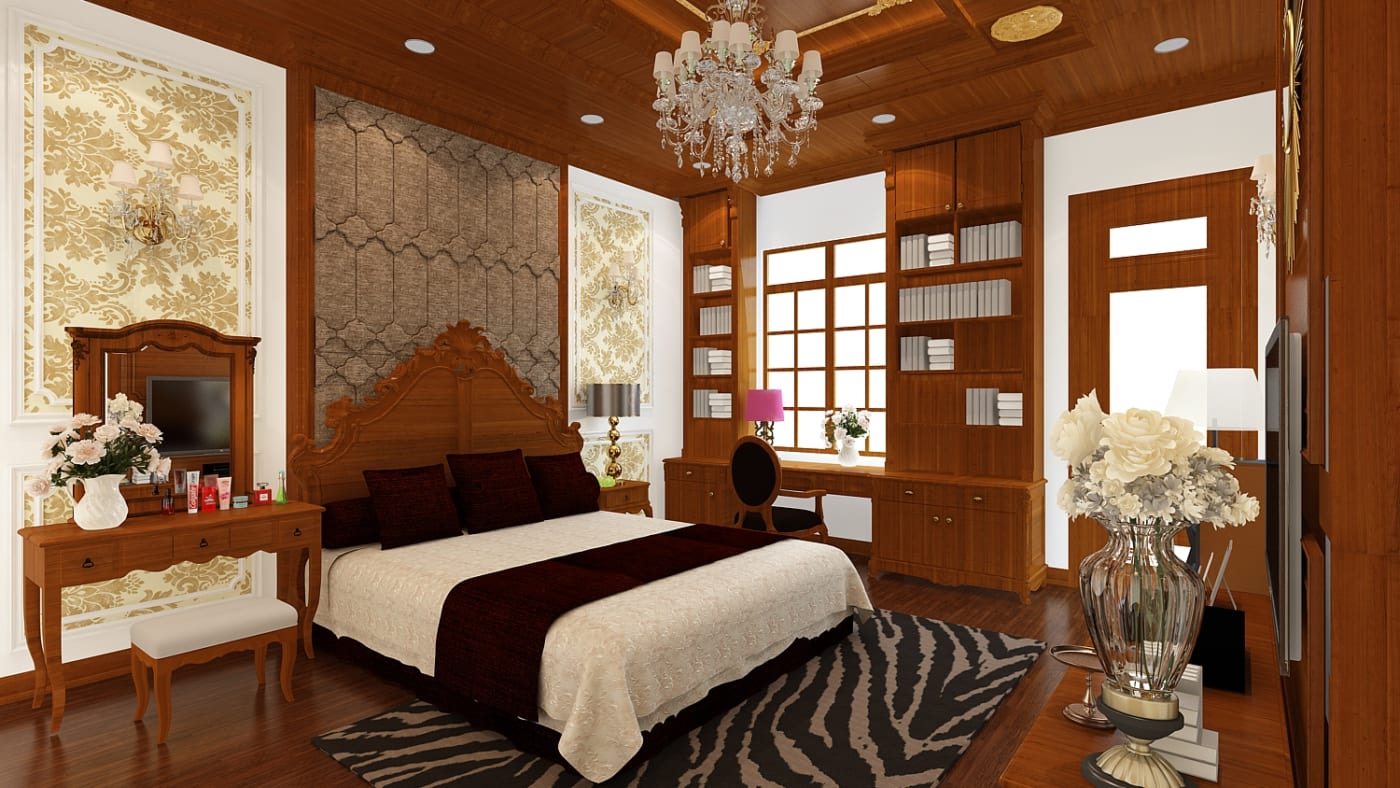 Mẫu nội thất phòng ngủ bằng gỗ tự nhiên