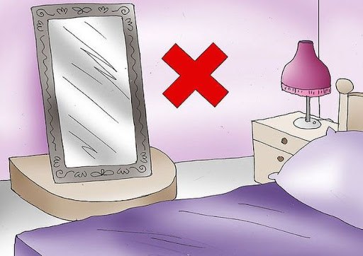 Không đặt gương đối diện với giường ngủ