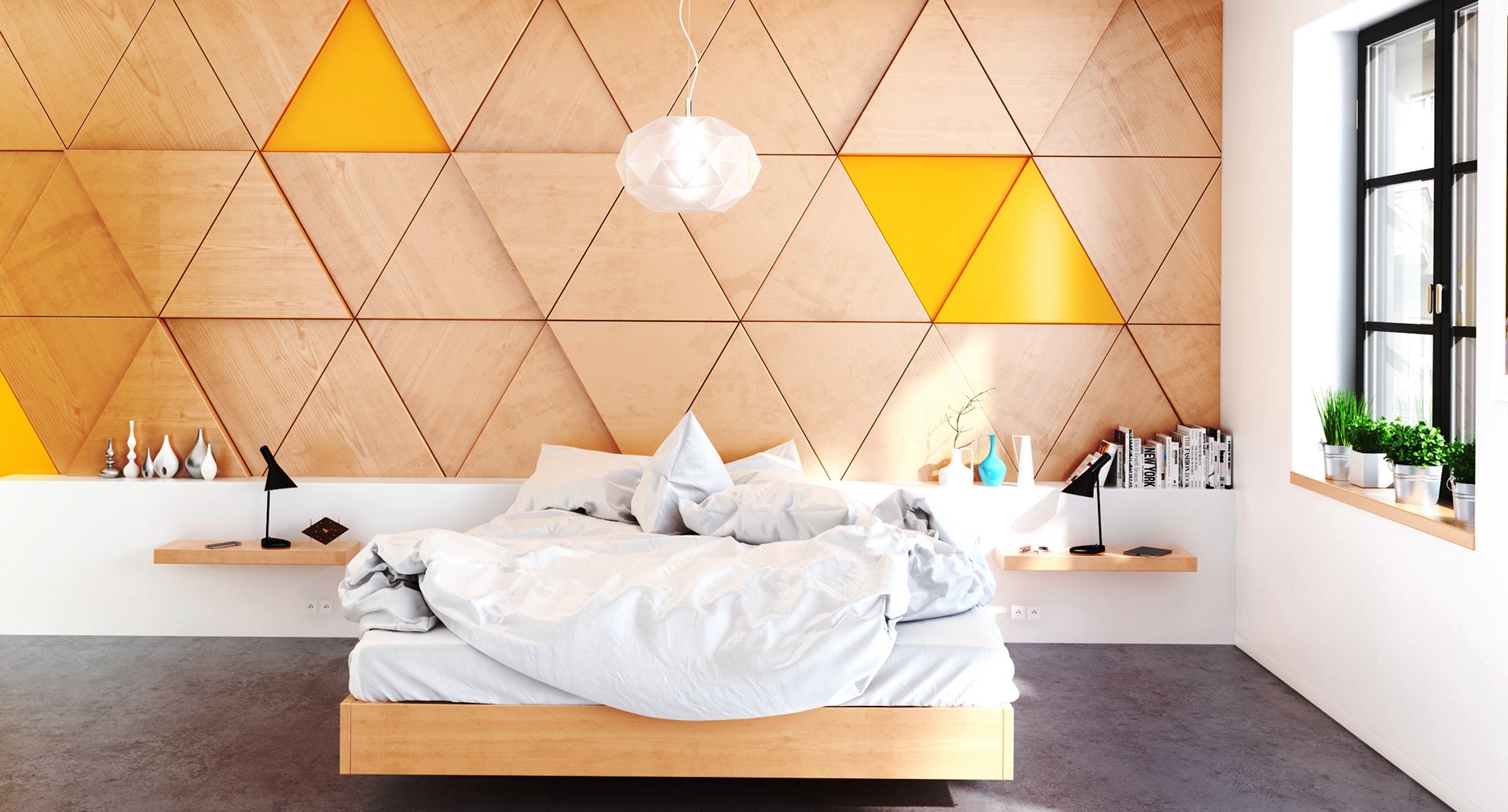 Những căn phòng ngủ dùng chất liệu gỗ để trang trí vừa đơn giản, ấm cúng mà không kém phần ấn tượng