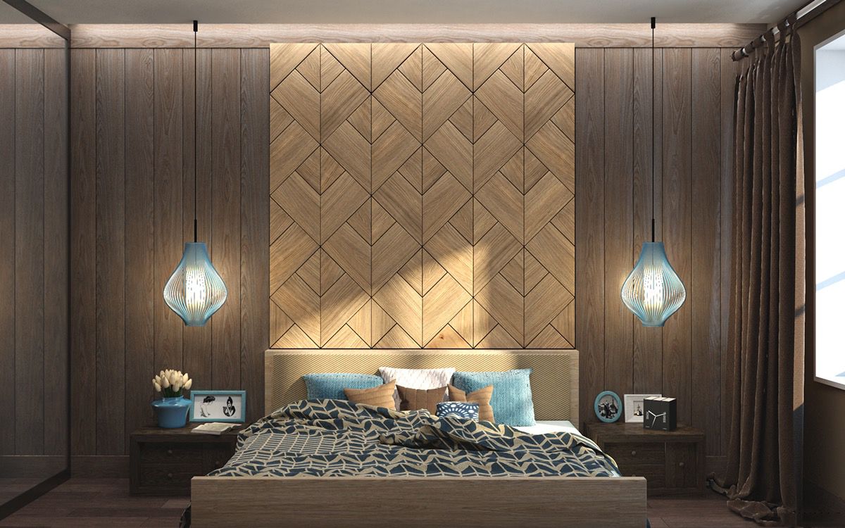 Phải thừa nhận rằng, cách sử dụng chất liệu gỗ sáng tạo, độc đáo khiến bạn khó lòng rời mắt khỏi căn phòng ngủ này