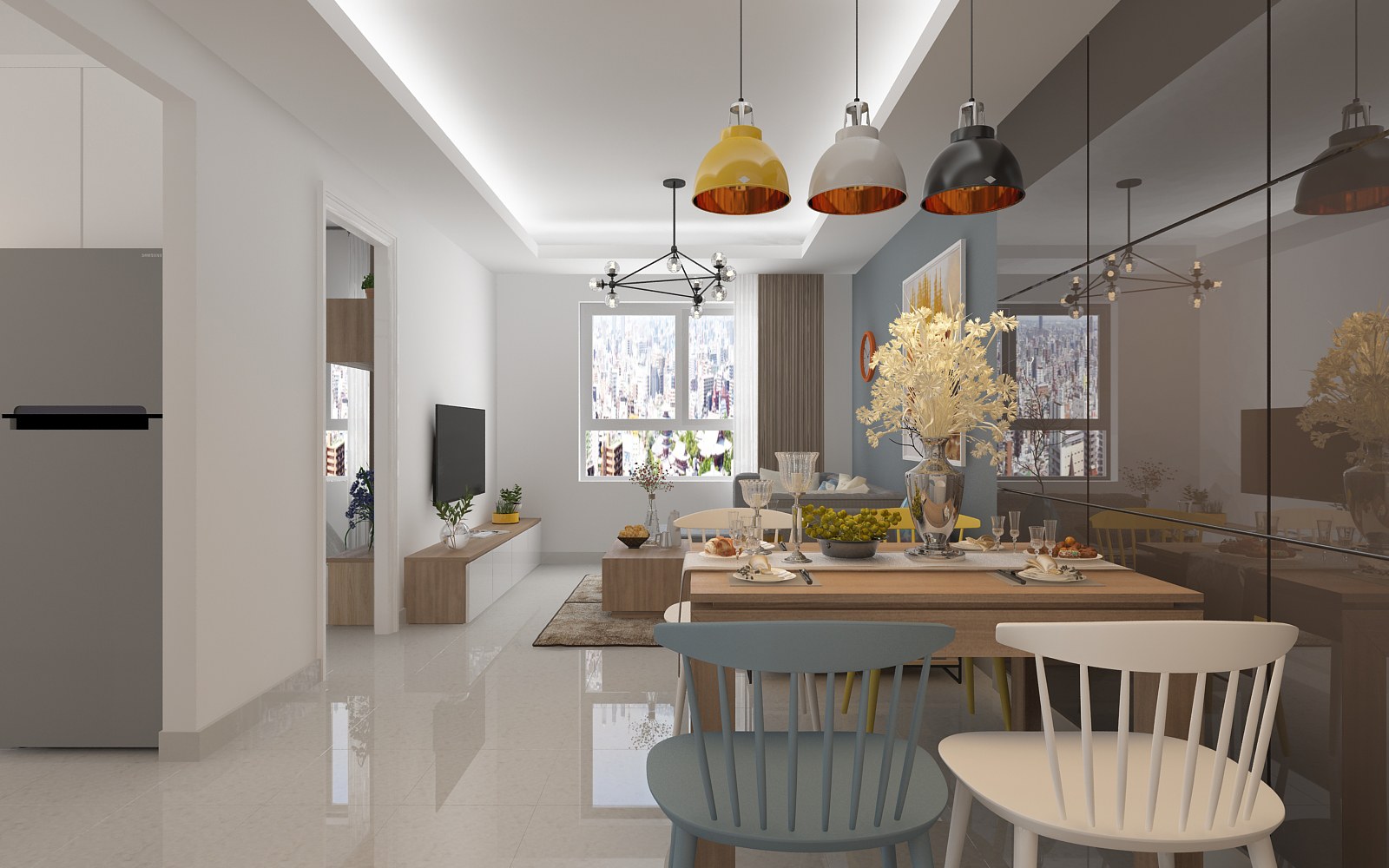 Thiết kế mở giúp không gian phòng khách – ăn rộng rãi hơn