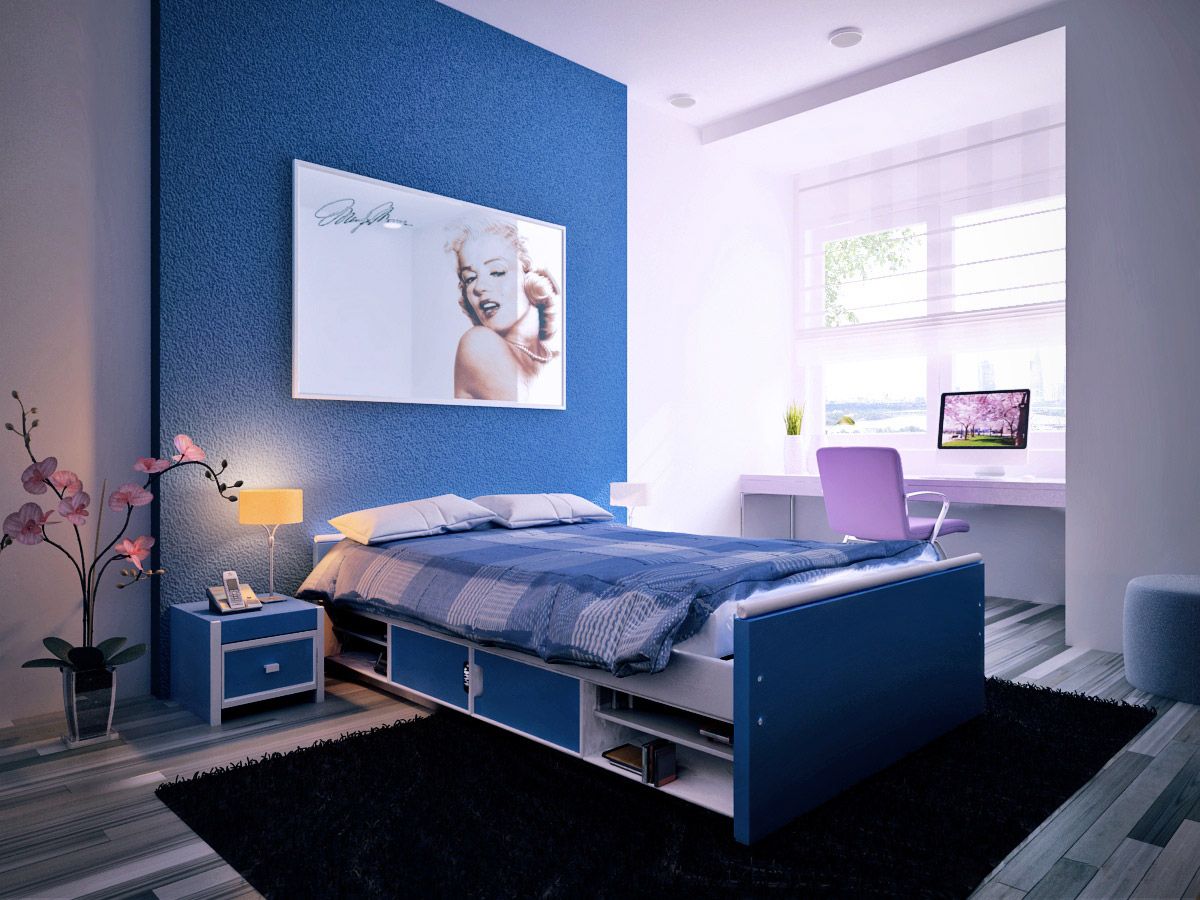 Phòng ngủ màu xanh