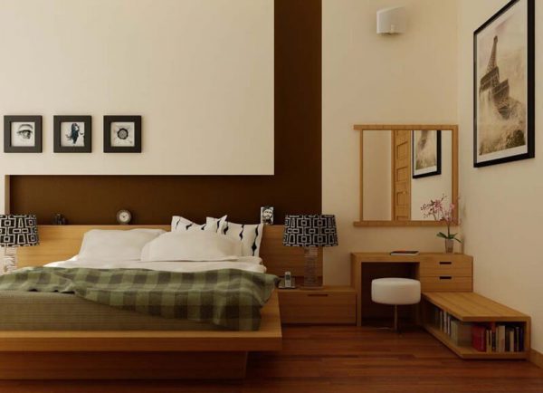 Giường tầng kiểu Nhật với tông màu trầm ấm