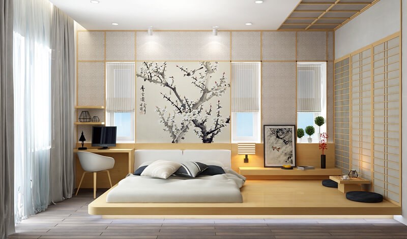 giường ngủ mang đậm phong cách Nhật Bản