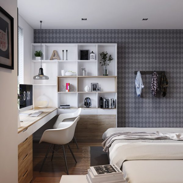 Phòng ngủ hiện đại với gam màu trung tính
