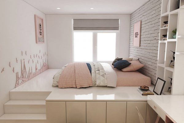 phòng ngủ nhỏ đẹp với nội thất gọn gàng