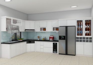 thiết kế tủ bếp đẹp gam màu trắng hiện đại
