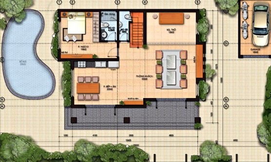 Thiết kế biệt thự 2 tầng 4 phòng ngủ mái Nhật tiện nghi hiện đại  Trangkim
