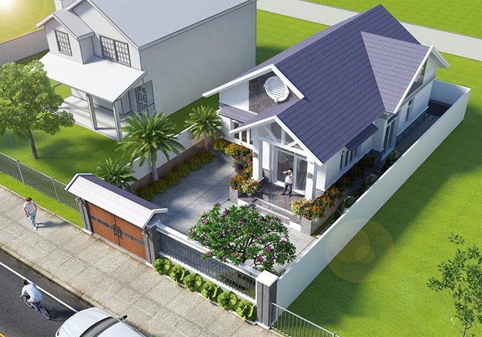 thiết kế nhà với cảnh quan sân vườn sống động