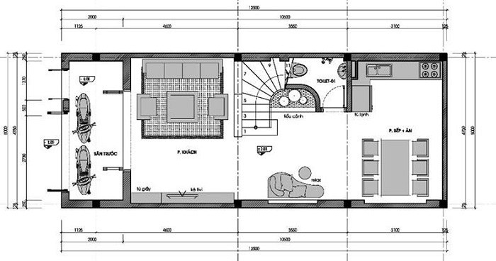 mẫu thiết kế nhà 3 tầng 5x13m
