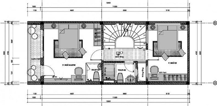 mẫu thiết kế nhà 3 tầng 5x13m