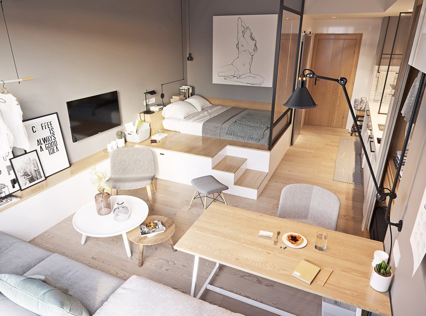 Sử dụng nội thất trong thiết kế căn hộ studio 30m2 cần chọn sao cho phù hợp với từng diện tích