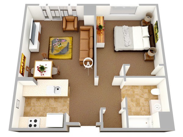 thiết kế căn hộ tuy nhỏ nhưng đầy đủ các không gian chức năng
