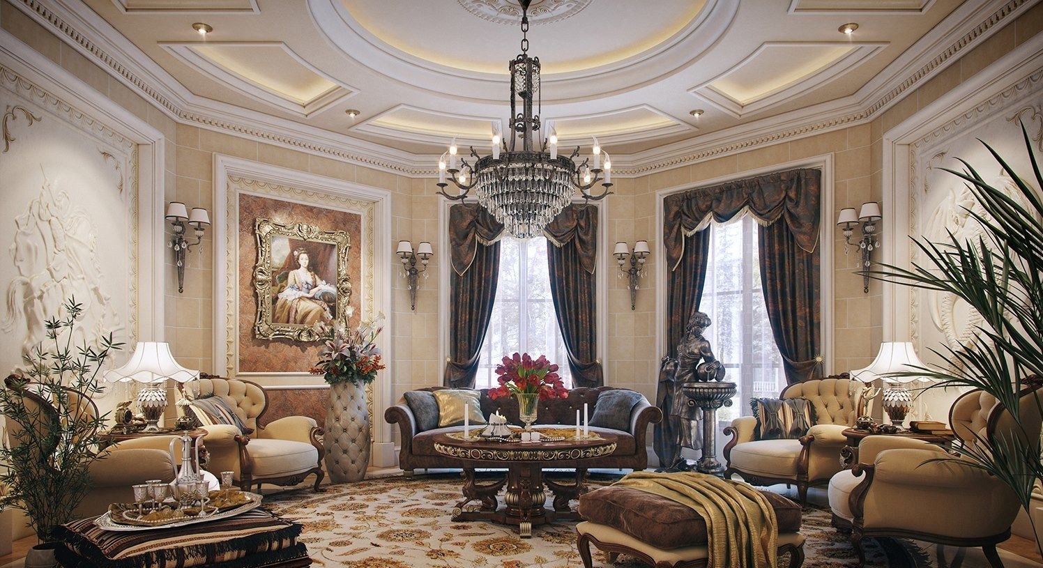 Mẫu phòng khách đẹp cho biệt thự cổ điển thêm hoàn hảo