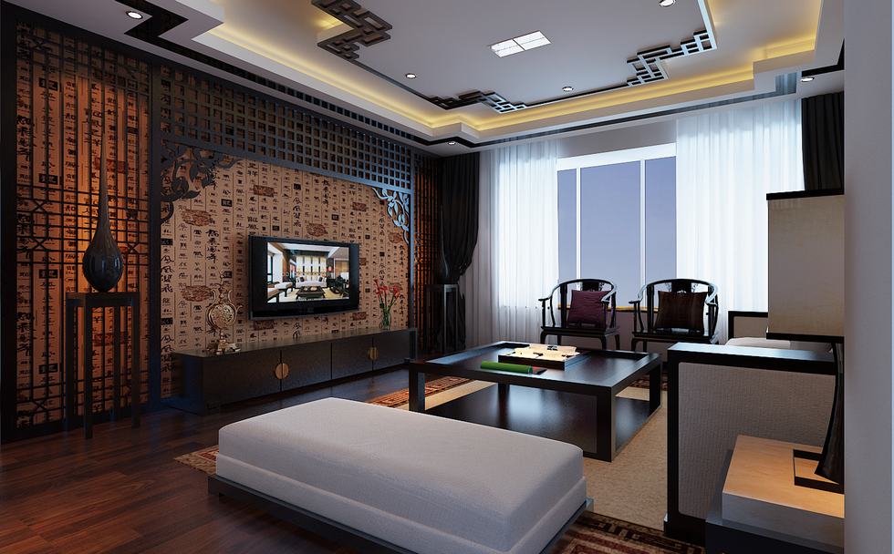 Phòng khách được thiết kế mang những nét truyền thống của Trung Quốc