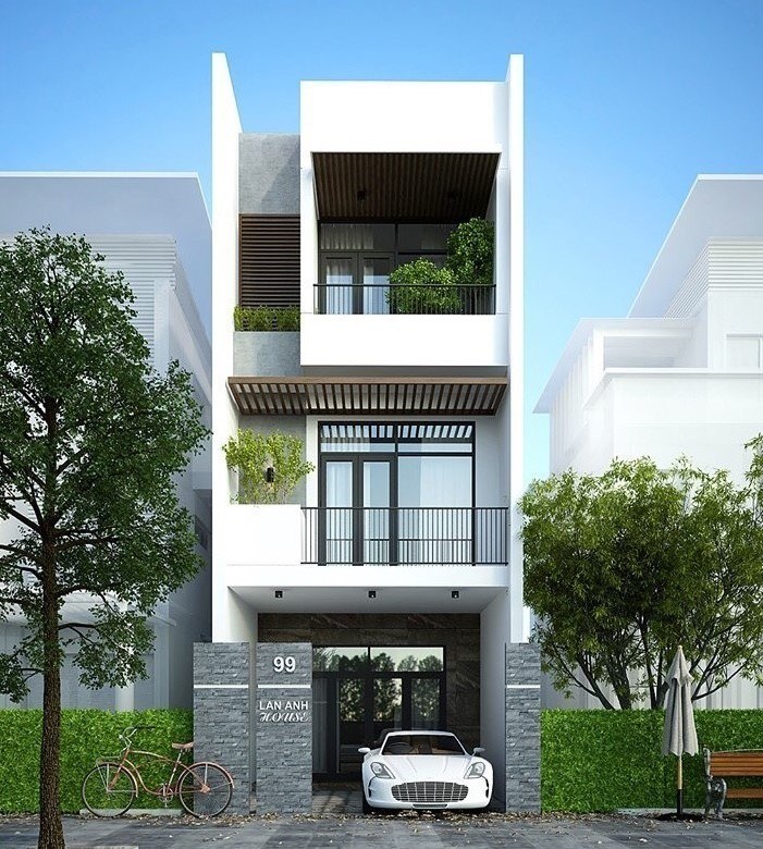 Các mẫu thiết kế nhà 3 tầng mặt tiền 5m hiện đại 2023