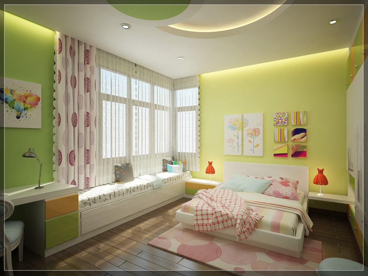 Thiết kế phòng ngủ cho bé sở hữu nhiều màu sắc sinh động phù hợp với lứa tuổi cũng như sở thích của bé