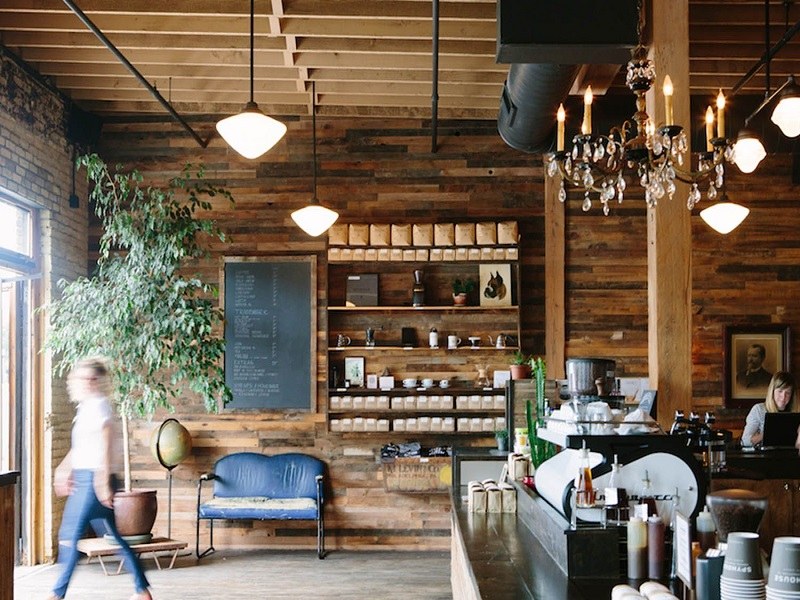 Thiết kế quán cafe  sử dụng màu sắc tự nhiên