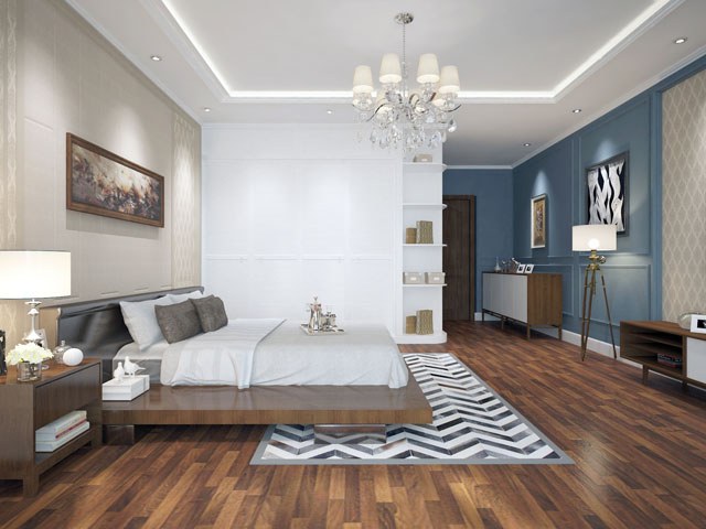 Đèn trần – điểm nhấn sang trọng cho thiết kế nội thất phòng ngủ 24m2