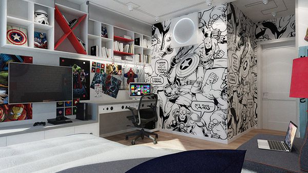 Phòng ngủ game thủ kết hợp với fan cứng của Marvel comic cực chất