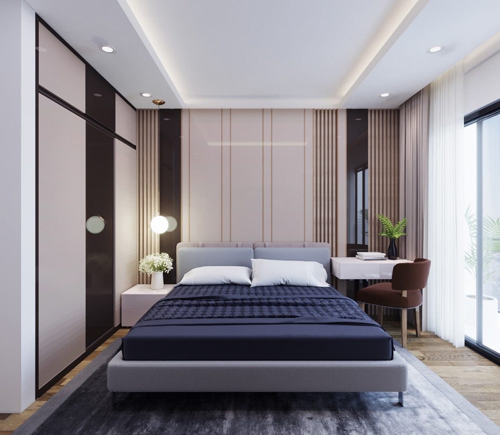 Phòng ngủ thông thoáng với nội thất tinh giản hết mức