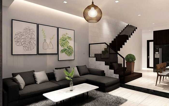 Thiết kế nội thất phòng khách mẫu nhà 1 trệt 1 lầu 6x15
