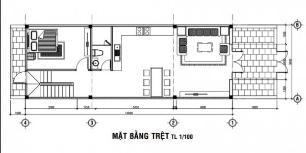 nhà ống 2 tầng 3 phòng ngủ 5x14