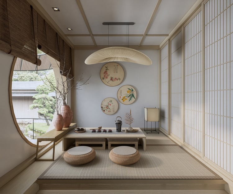 Thiết kế nội thất phòng trà đậm nét văn hóa Nhật Bản
