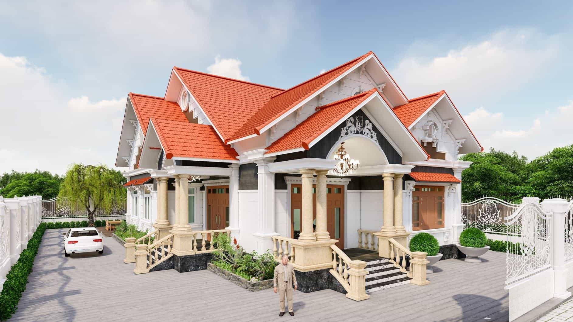 Thiết kế nhà biệt thự 1 tầng đẹp hiện đại CĐT ông Đông  Hà Nội BT11510