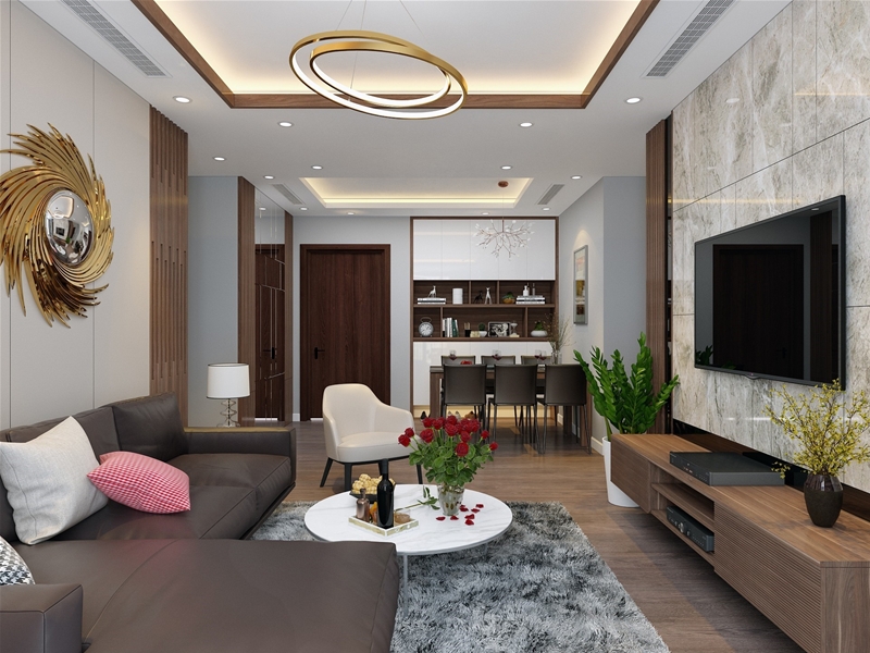 Ý tưởng thiết kế nội thất chung cư nhỏ phòng khách và phòng bếp liền nhau