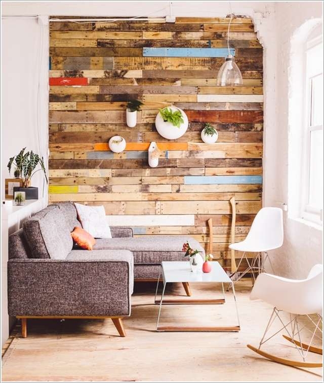 Trang trí tường nhà bằng gỗ Pallet