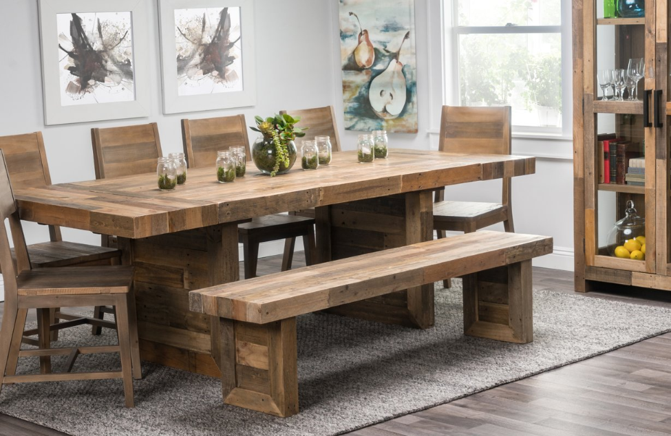 Bộ bàn ăn bằng gỗ đẹp cho gia đình đông người 