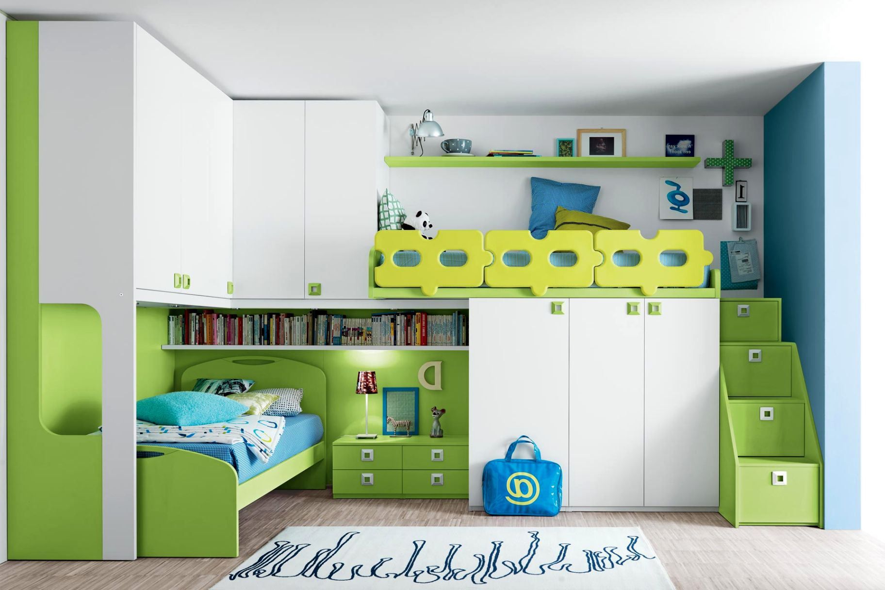 Mẫu phòng ngủ hiện đại màu xanh lá     