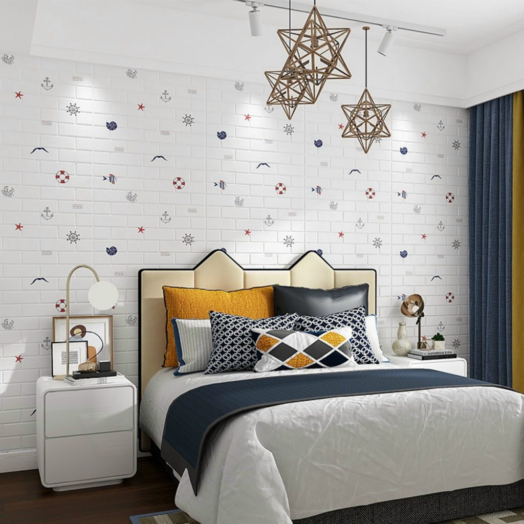Cách phối màu xốp dán tường phòng ngủ
